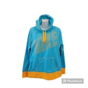 Nike women's turquoise yellow hoodie streetwear long sleeve Sweatshirt XL NWT